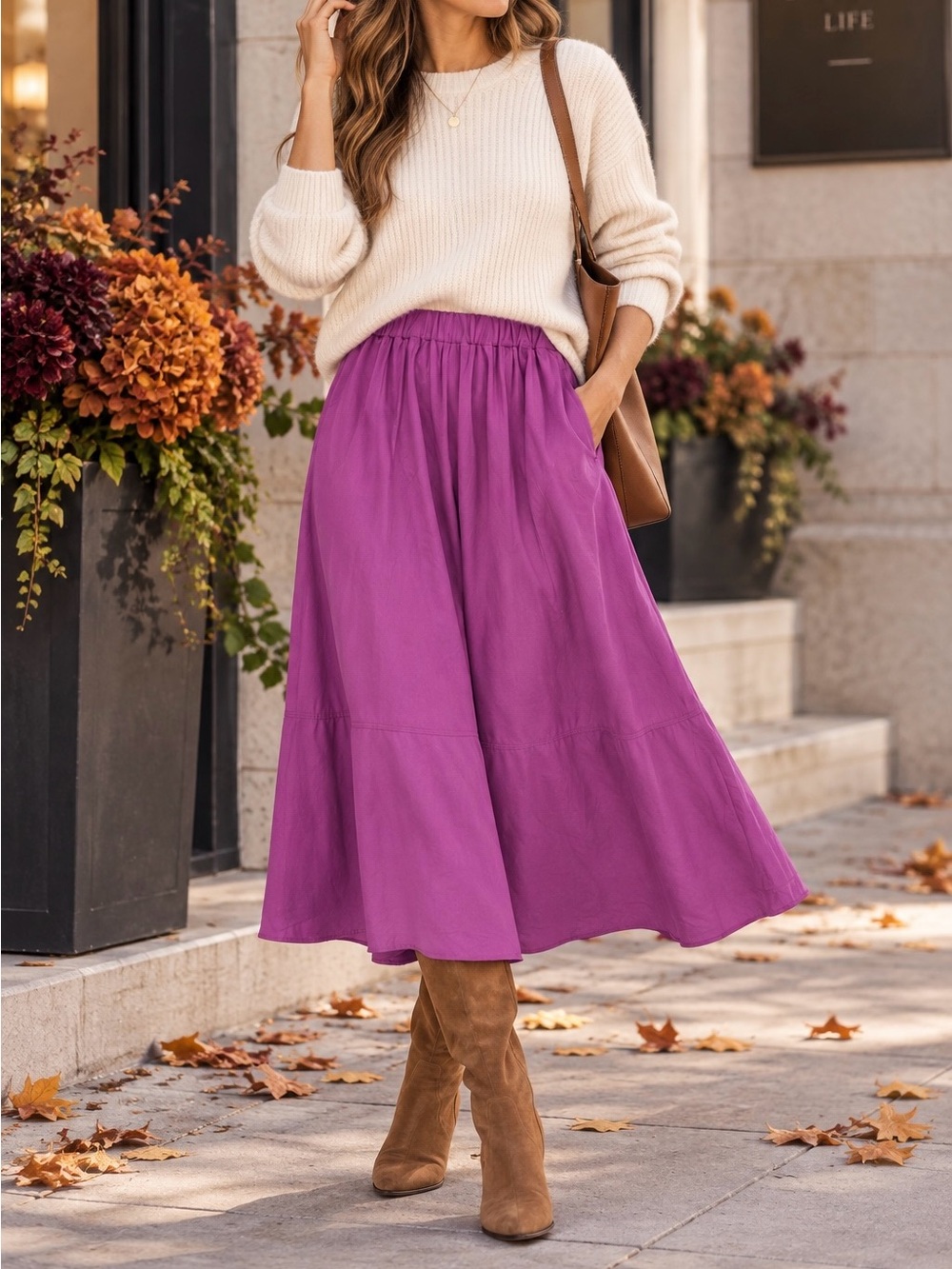 Vince Women’s S Orchid Purple Tencel Pull On A Line Midi Skirt